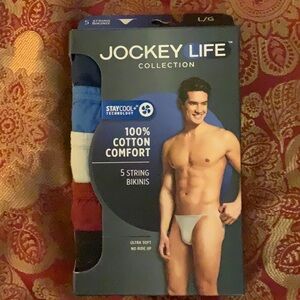 Men’s Jockey Life Collection String Bikini Briefs Underwear 5 Pack Size Large